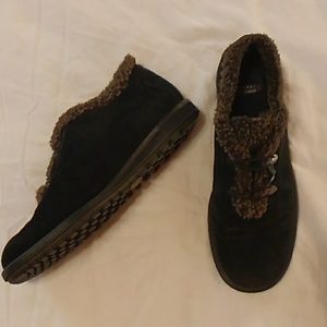 Stuart Weitzman black loafer booties